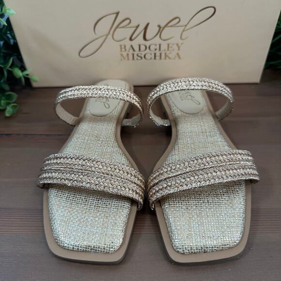 Jewel Badgley Mischka Helena Flat Evening Sandals Size 5 - Picture 4 of 8